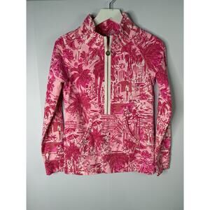 Lilly Pulitzer Skinny Dippers Skipper Popover 1/2 Zip Top XS Pink Beach Resort